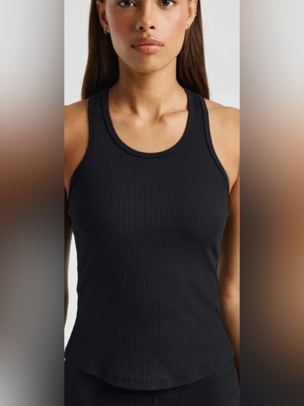 Year of Ours Black Sporty Ribbed Racerback Tank size XS EUC